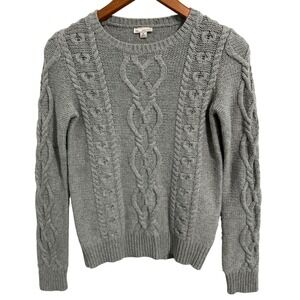 Gap Designed and Crafted Detailed Gray Cable Knit Pullover Sweater Women's Sz XS